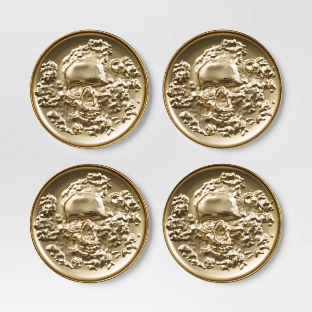 Gold Skull Coasters Set of 4